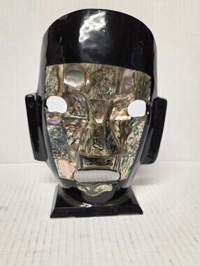 Vintage Mexican Handmade Abalone Mosaic Mask Sculpture